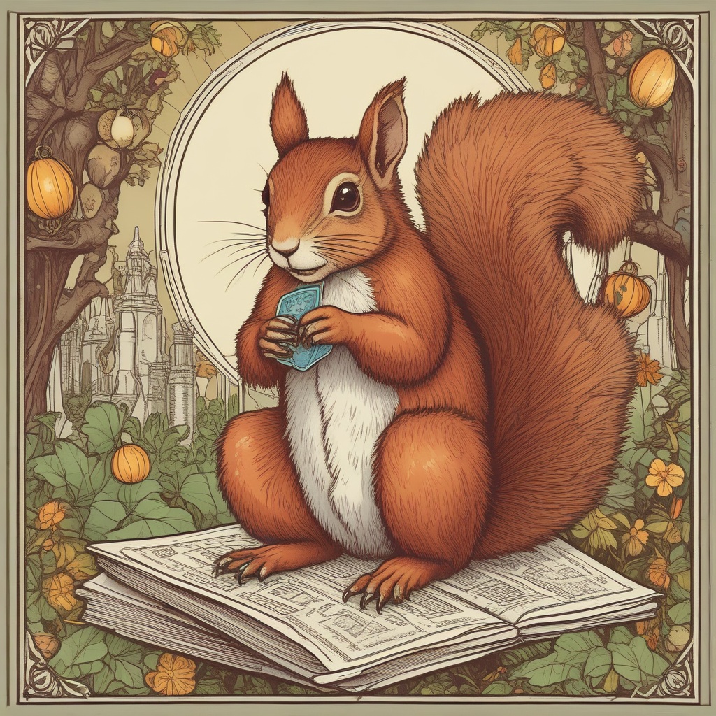 Squirrel on a tarot card exploring different investment options